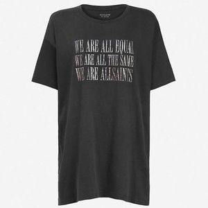ALLSAINTS Equality Cori Washed Black "We Are All Equal" Graphic Tee Size XS / S